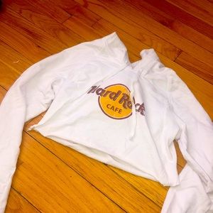 hard rock cafe cropped white sweatshirt